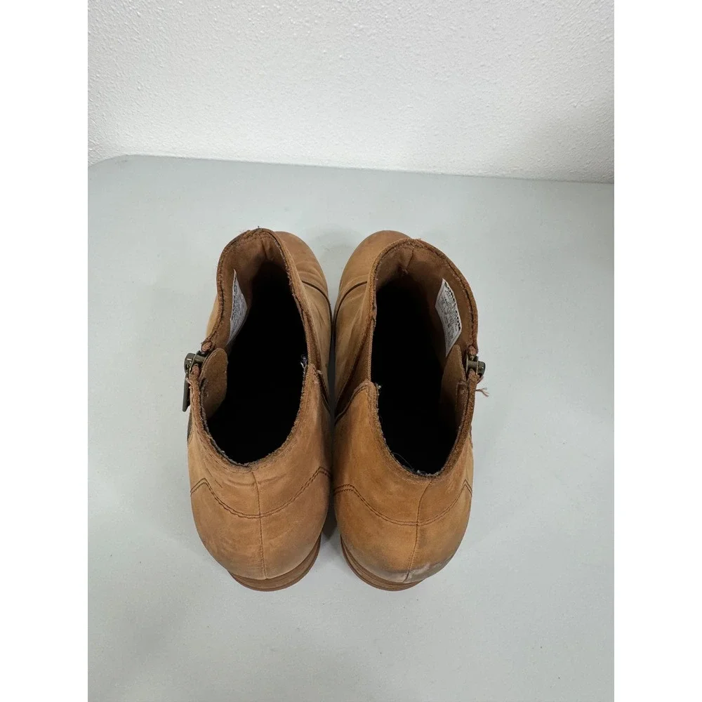 Sorel Brown Leather Wedge Ankle Boots Size 10 - Picture 5 of 8